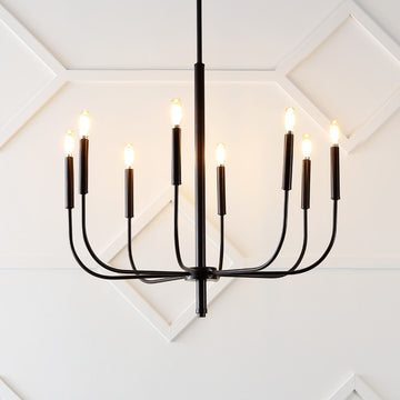 Amoros 27.25" Modern Mid-Century Iron LED Chandelier - JONATHAN Y